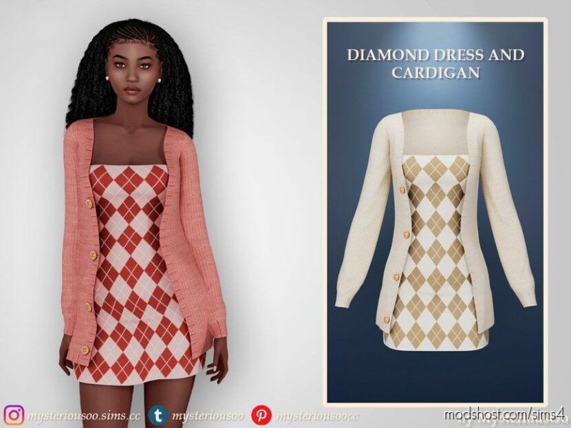 Diamond Dress And Cardigan for Sims 4