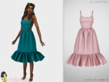 Amy Strappy Dress With A Voluminous Skirt for Sims 4
