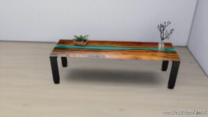 Sims 4 Object Mod: Wood and Resin Table Set (Image #3)