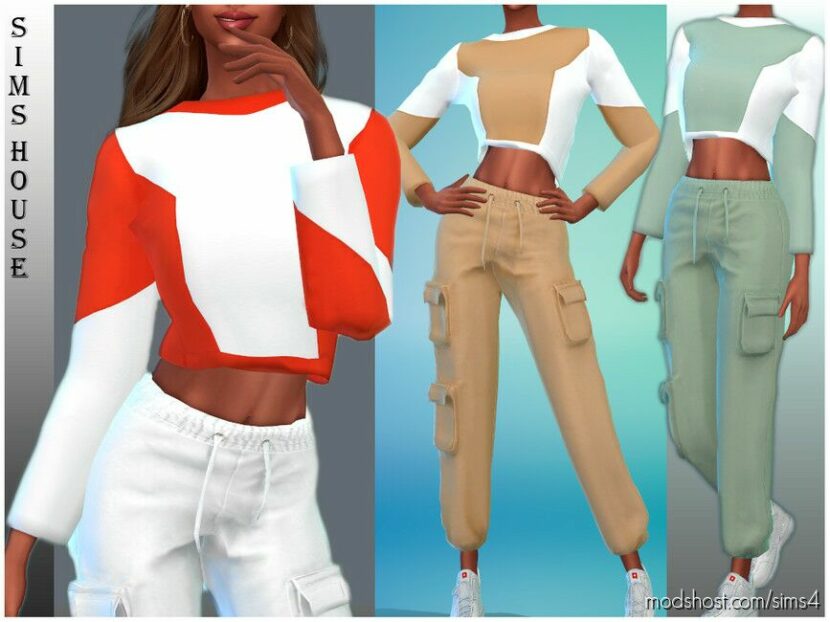 Sims 4 Female Clothes Mod: Women's Colorblok Sweatshirt (Featured)