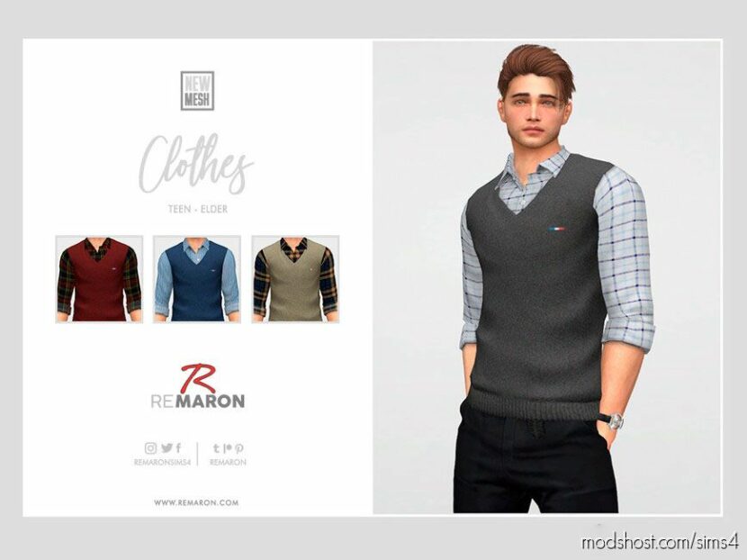 Formal Shirt With Vest For Male Sim for Sims 4