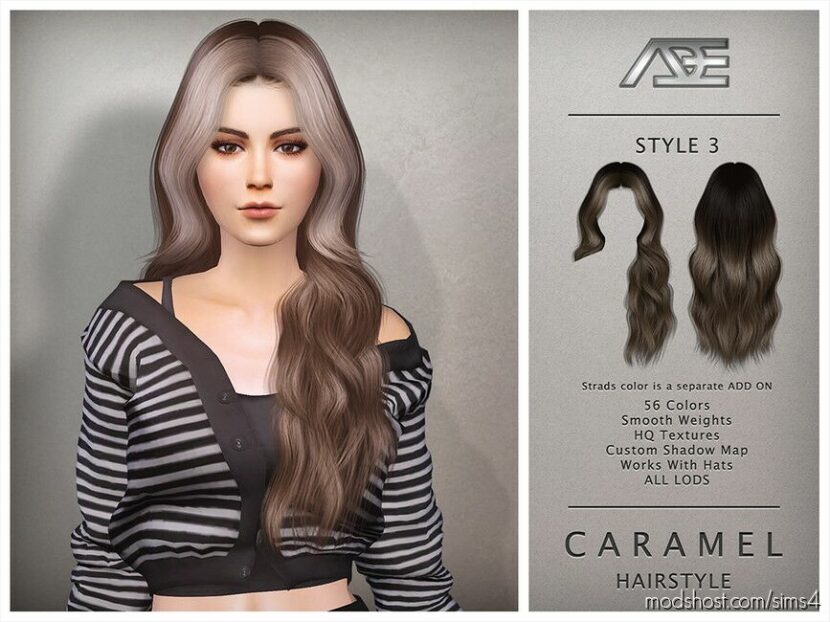 Caramel Hair – Style 3 for Sims 4