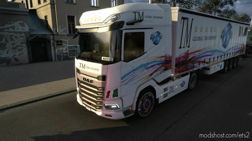 skin for cabin DAF XG+ and trailer company TM global transport for Euro Truck Simulator 2