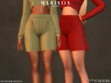 Sims 4 Elder Clothes Mod: MARISON Set (TOP+Shorts) (Image #2)