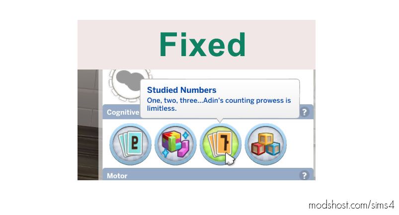 Toddler Milestone Fix: Numbers before Letters for Sims 4