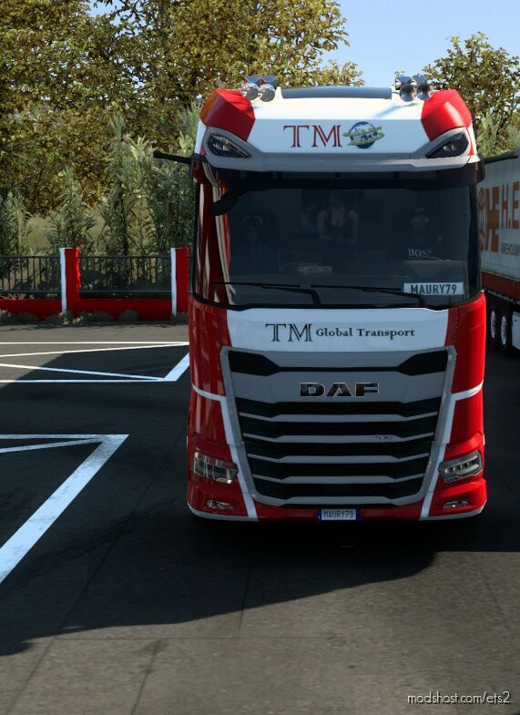 skin cabin DAF XG+ new red TM global transport by maury79 [1.46] for Euro Truck Simulator 2