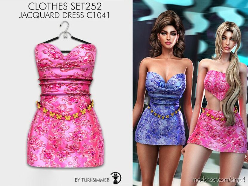 Jacquard Dress C1041 for Sims 4