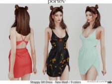Strappy Slit Dress for Sims 4