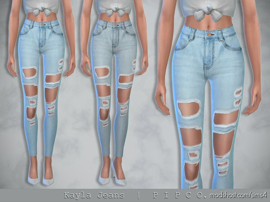 Kayla Jeans (Ripped) Sims 4 Clothes Mod - ModsHost