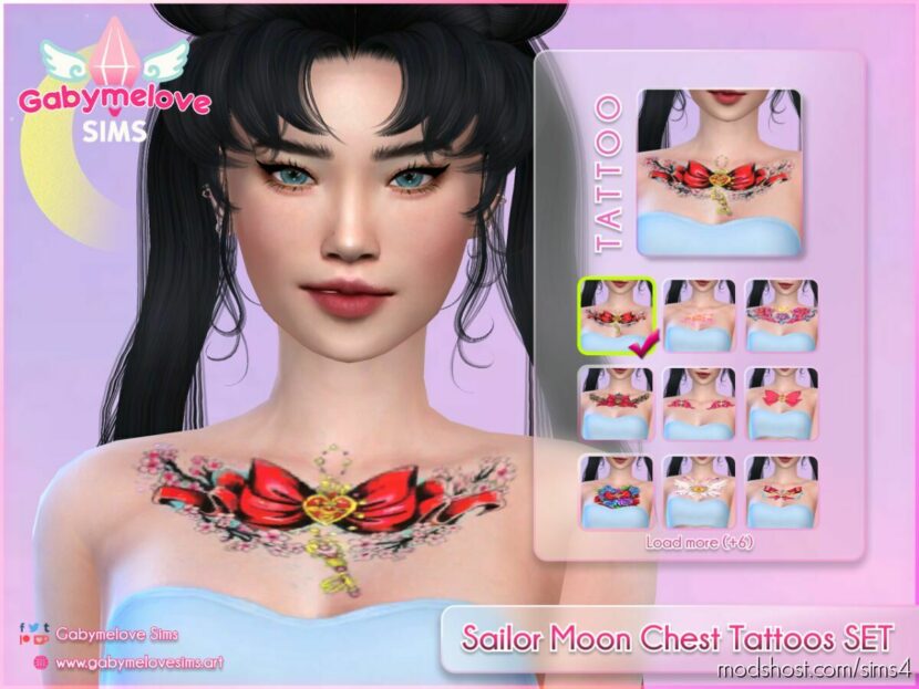 Sailor Moon Chest Tattoos SET for Sims 4
