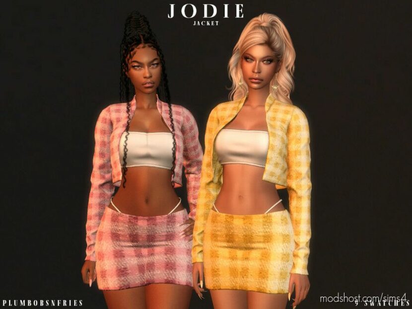 Sims 4 Female Clothes Mod: JODIE Set (Jacket+skirt) (Featured)