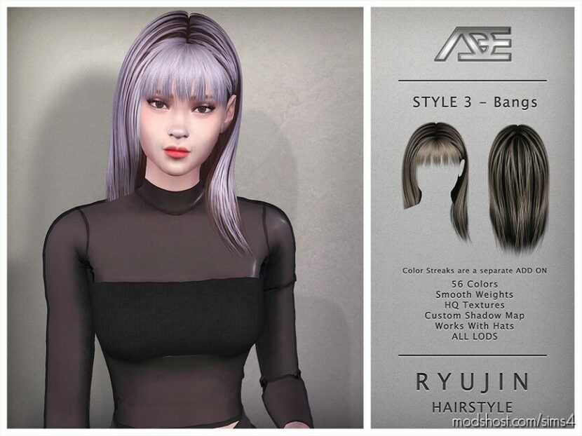 Ryujin Hairstyle V3 for Sims 4