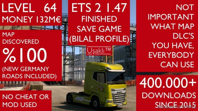 1.47 Finished Save Game Profile for Euro Truck Simulator 2