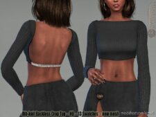Rib-knit Backless Crop Top + Skirt for Sims 4