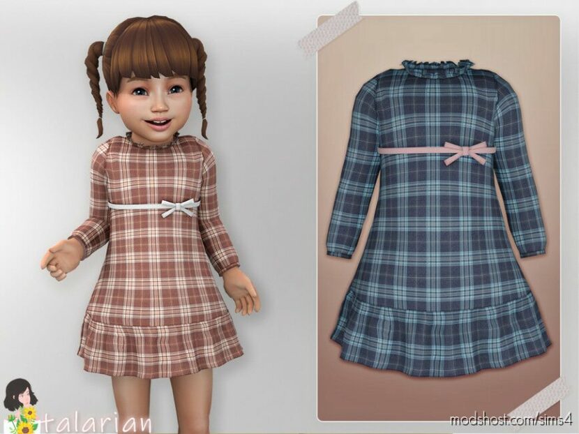 Sims 4 Female Clothes Mod: Gianna Plaid Dress (Featured)