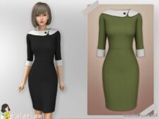 Elizabeth Classic dress with a collar for Sims 4