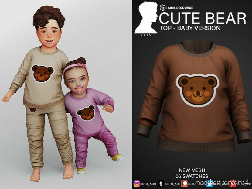 Cute Bear Top for Sims 4