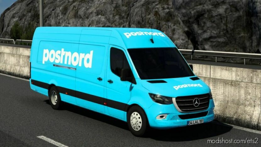 Skin Postnord Mercedes-Benz Sprinter 2019 By Rodonitcho Mods [1.47] for Euro Truck Simulator 2