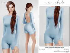 Cut-Out Back Long Sleeve Suit MC461 for Sims 4
