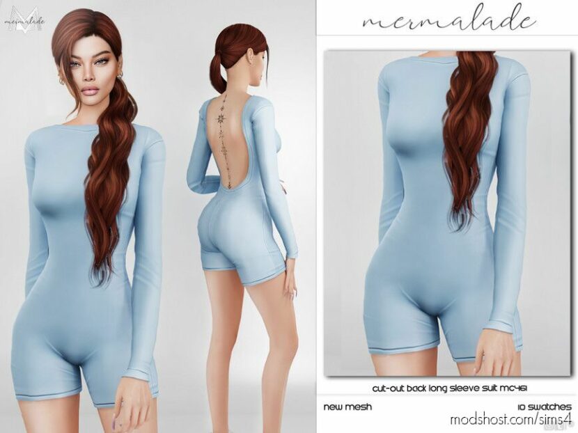 Sims 4 Female Clothes Mod: Cut-Out Back Long Sleeve Suit MC461 (Featured)