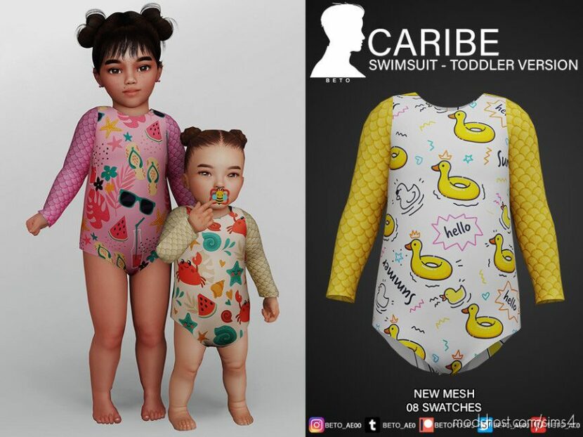 Sims 4 Kid Clothes Mod: Caribe Swimsuit (Featured)