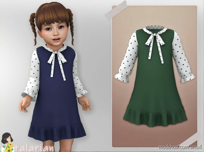 Sims 4 Female Clothes Mod: Melanie Dress with heart sleeves (Featured)