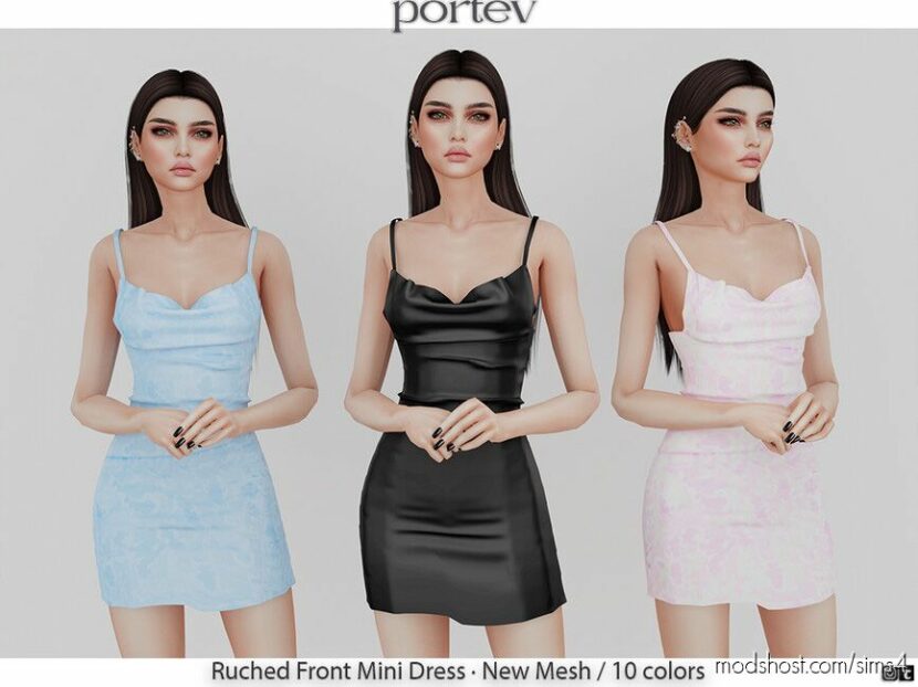 Sims 4 Elder Clothes Mod: Ruched Front Mini Dress (Featured)