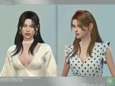 LONG Straight Hairstyle With Braids – G128 for Sims 4