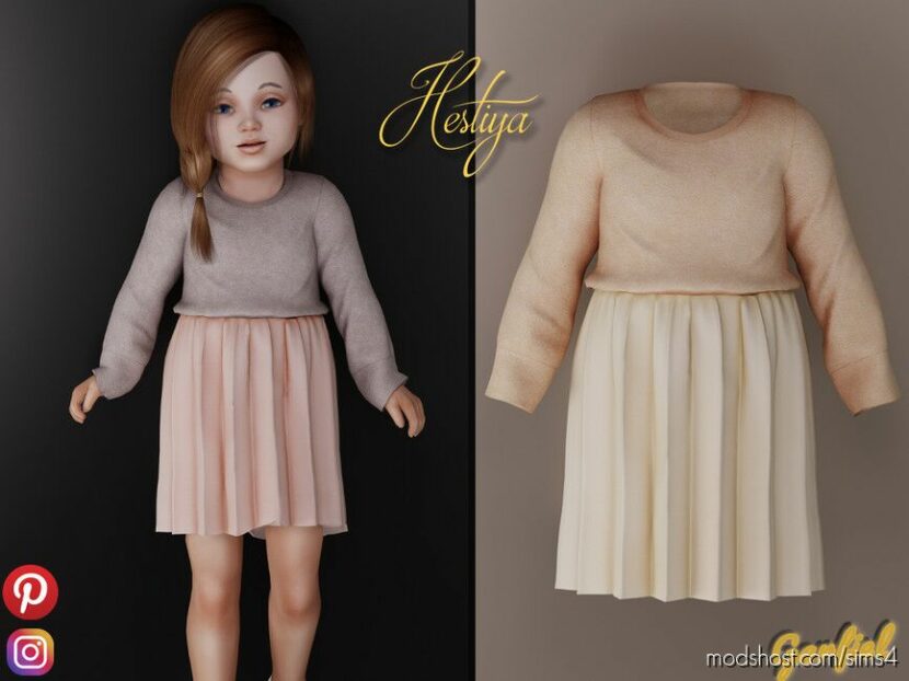 Hestiya – Fluffy sweater and accordion skirt for Sims 4