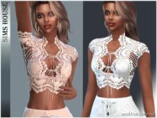 Lace Cropped Top for Sims 4