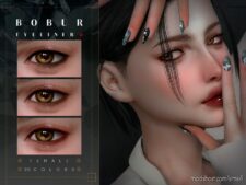 Sims 4 Eyeliner Makeup Mod: Smoky Eyeliner with 2D eyelashes (Image #2)