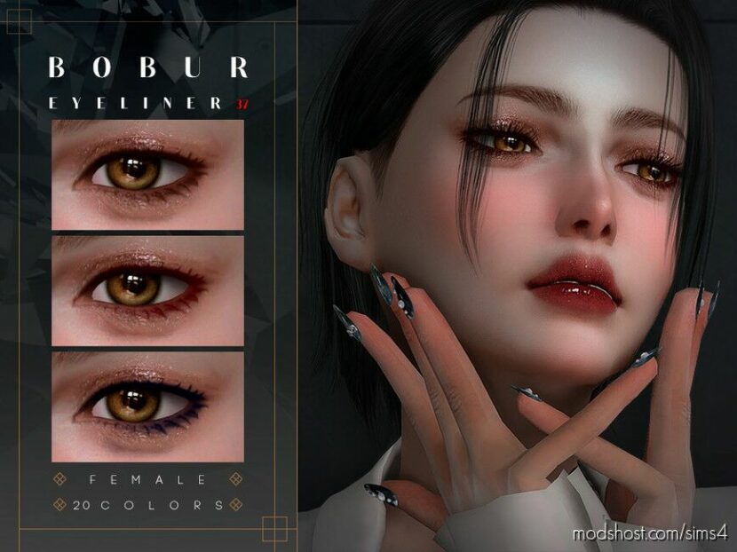 Smoky Eyeliner with 2D eyelashes for Sims 4