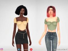 Sims 4 Party Clothes Mod: Bustier blouse with ruffles (Image #2)