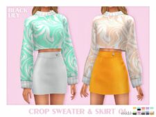 Crop Sweater & Skirt 06 for Sims 4