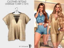 Clothes SET262 – Oversize T-shirt + Leggings for Sims 4