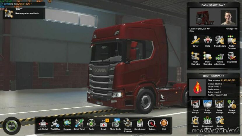 Easy Start Full Money And XP Save for Euro Truck Simulator 2