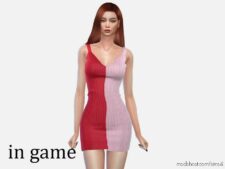 Sims 4 Teen Clothes Mod: Color Block Knit Mini Dress (Image #2)