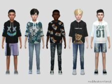 Graphic Sweat Hoodie Boys for Sims 4