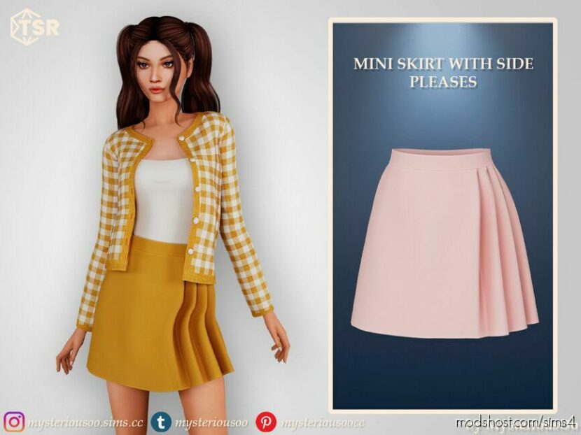 Mini Skirt With Side Pleases for Sims 4