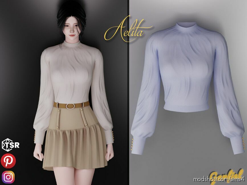 Aelita – Blouse With Folds Sims 4 Clothes Mod - ModsHost
