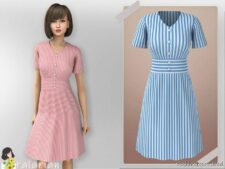 Elliana Striped Dress for Sims 4