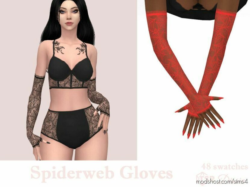 Spiderweb Gloves for Sims 4
