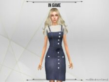 Sims 4 Elder Clothes Mod: Lyanna Strappy Denim Dress (Image #2)