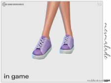 Sims 4 Female Shoes Mod: Plain Lace-Up Sneakers (Female) S163 (Image #2)