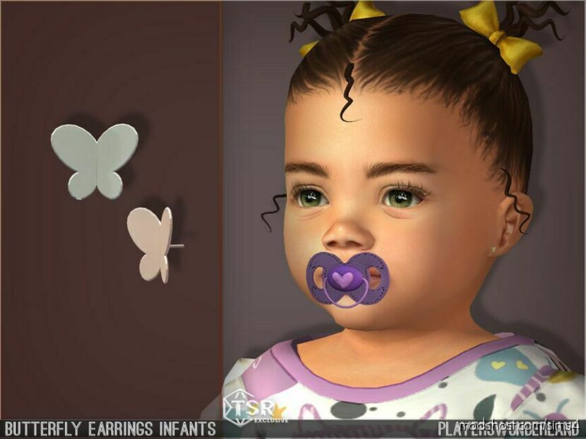 Butterfly Earrings Infant for Sims 4