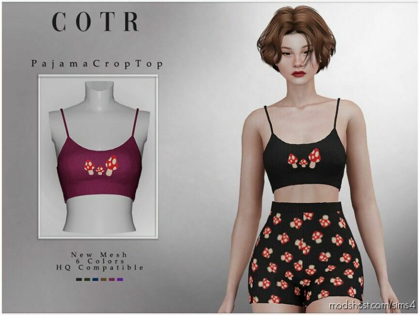 Sims 4 Adult Clothes Mod: Chordoftherings Pajama Crop TOP T-421 (Featured)
