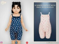 Summer Jumpsuit With Print With Ruffles for Sims 4