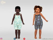 Sims 4 Kid Clothes Mod: Summer Jumpsuit With Print With Ruffles (Image #2)