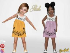 Sims 4 Kid Clothes Mod: Setsuko – Simple Dress With Butterflies (Image #2)