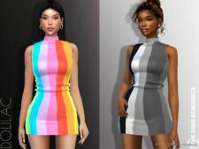 Colorful Mini Dress DO868 for Sims 4